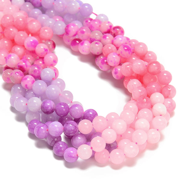 04-Multi-color Dyed Jade Smooth Round Beads Size 8mm 15.5'' Strand