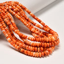 Natural Graduated Orange Spiny Oyster Smooth Rondelle Beads 2-5x5-10mm 16" Strd