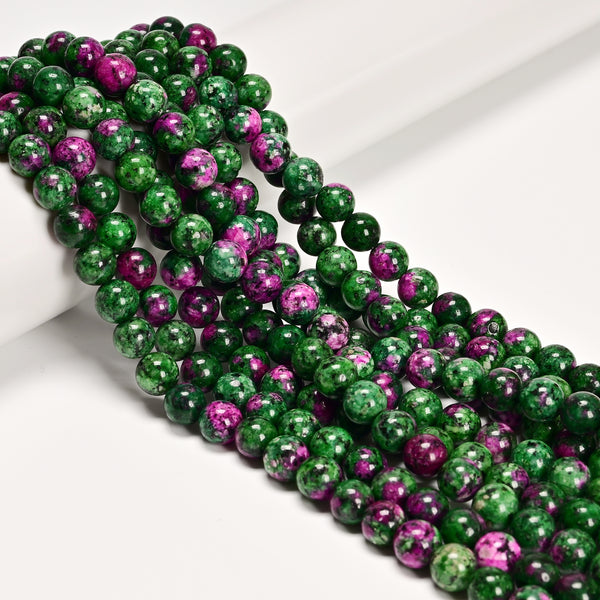 Dark Ruby Zoisite Color Dyed Jade Smooth Round Beads Size 8mm 15.5'' Strand