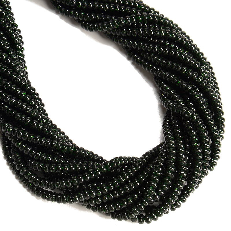 Green Sand Goldstone Smooth Rondelle Beads Size 2x4mm 15'' Strand