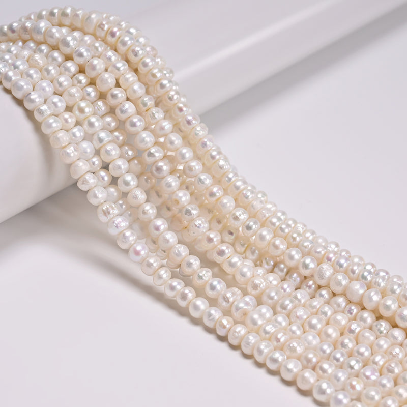 Natural White Fresh Water Pearl Rondelle Beads Size 2x3mm 3x5mm 4x6mm 15''Strand