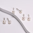 White Fresh Water Pearl Earrings with 925 Silver Stud 6-7mm 7-8mm 1 Pair Per Bag