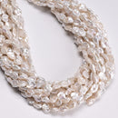 Natural White Fresh Water Pearl Flat Nugget Beads Size 7-8mm 15.5" Strand