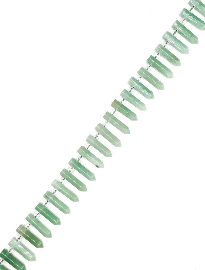 Green Aventurine Top Drilled Faceted Point Size 8x32mm 15.5" Strand