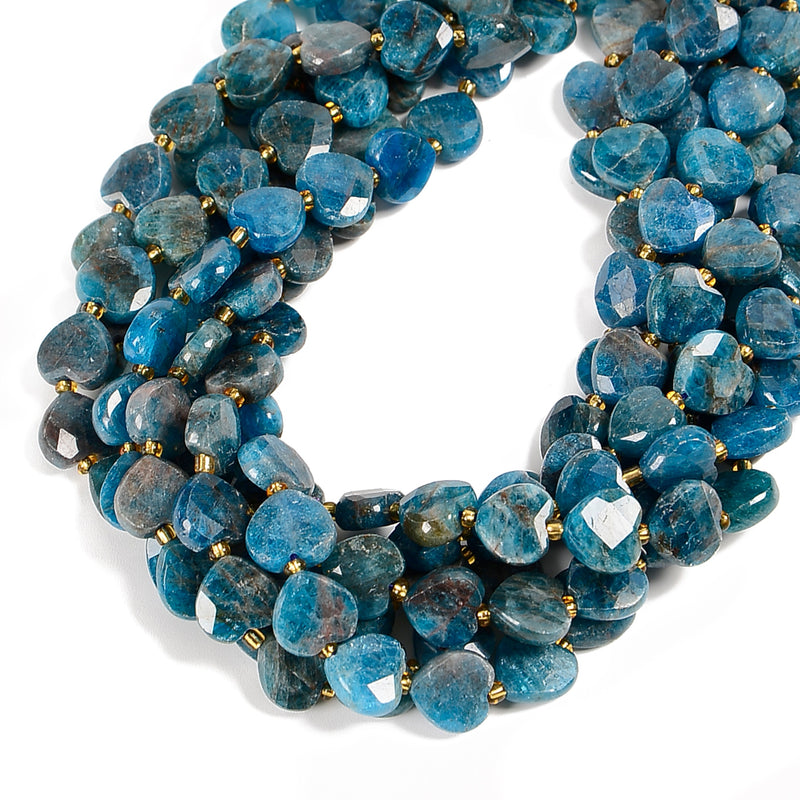 Natural Apatite Faceted Heart Shape Beads Size 12mm 15.5'' Strand