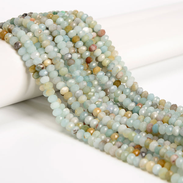 Natural Multi-Color Amazonite Faceted Rondelle Beads Size 4x5mm 15.5'' Strand
