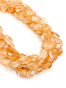 Natural Citrine Smooth Faceted Side Drilled Nuggets Approx. 8x12mm 15.5" Strand