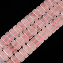 Natural Rose Quartz Double Drill Rectangle Beads Size 10x20mm 8'' Strand