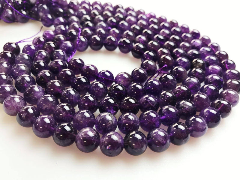 Natural Amethyst Smooth Round Beads 4mm 6mm 8mm 10mm 12mm Approx 15.5" Strand