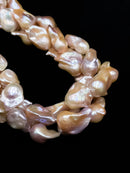 High Quality Fresh Water Pearl Beige Color Baroque Flame Ball Beads Size 18-25mm 15.5" Std