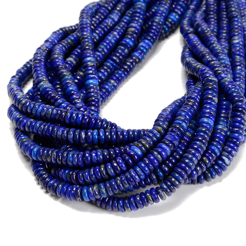 Natural Lapis Smooth Rondelle Beads Size 2x6mm 15.5'' Strand