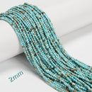 Blue Turquoise Faceted Round Beads Size 2mm 3mm 15.5'' Strand