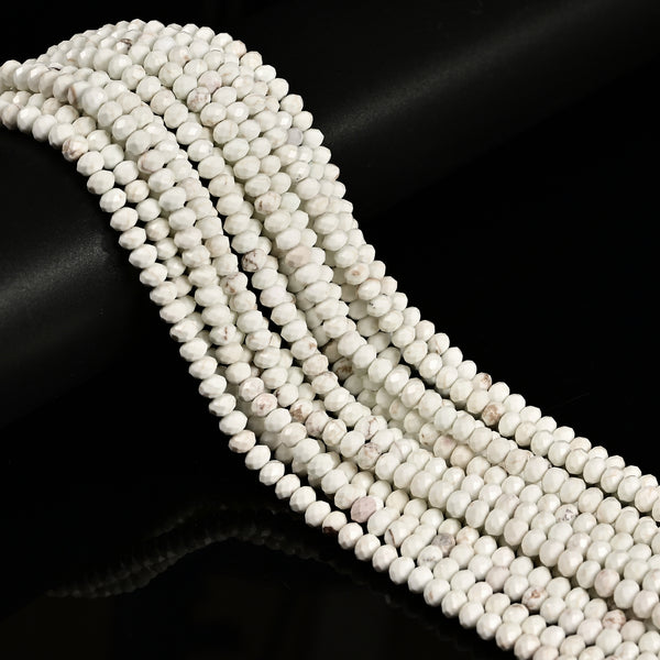 White Turquoise Faceted Rondelle Beads Size 2x3mm 3x4mm 15.5'' Strand