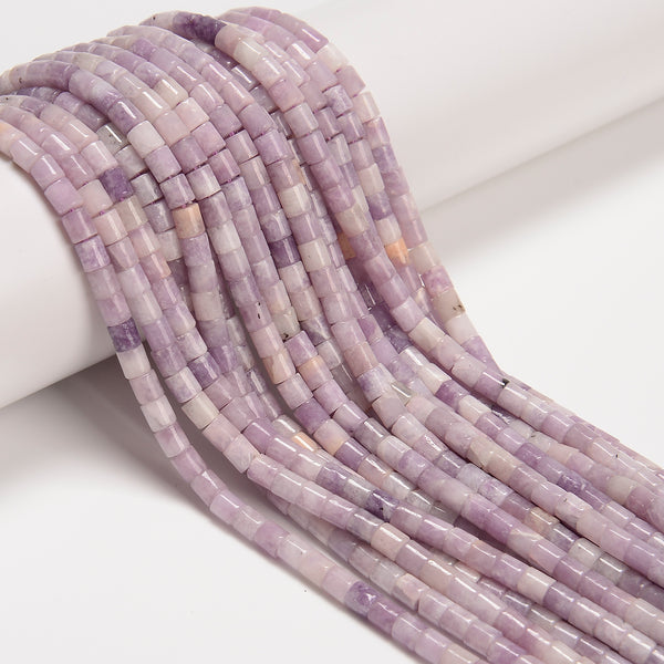 Natural Light Lepidolite Cylinder Tube Beads Size 4x4mm 15.5" Strand