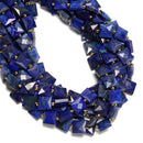 Natural Lapis Lazuli Faceted Flat Square Shape Beads Size 10mm 15.5" Strand