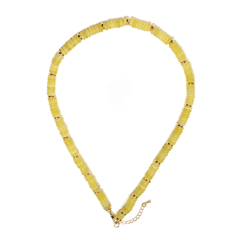 Lemon Jade Rondelle Size 2x6mm Beaded Necklace 17''-18.5" Length Adjustable