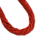 Red Orange Bamboo Coral Smooth Round Beads 2.6-3mm 15.5" Strand