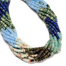 11 Multi-color Gemstone Smooth Rondelle Beads Size 2x4mm 15.5" Strand