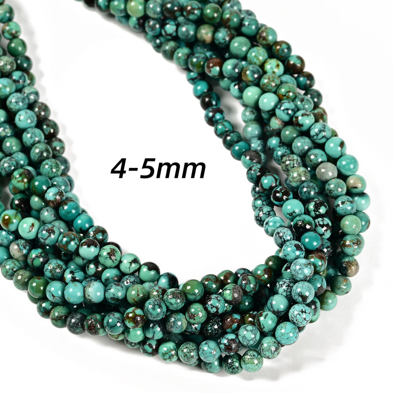 Genuine Blue Green Turquoise Smooth Round Beads Size 4-5mm to 9-9.5mm 15.5'' Std