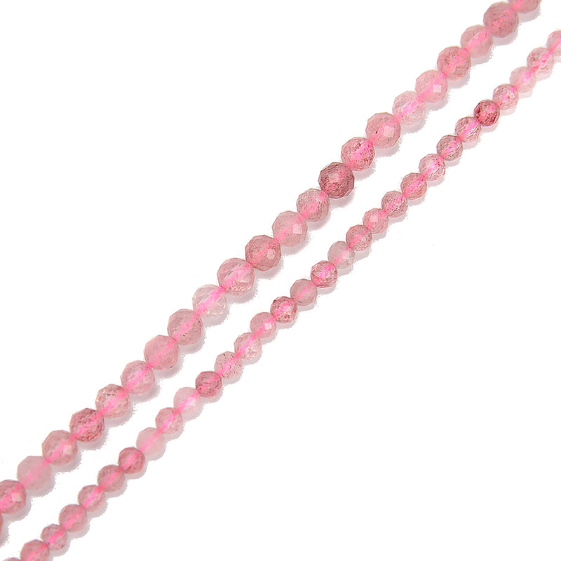 Natural Strawberry Quartz Faceted Round Beads Size 3mm 4mm 15.5'' Strand