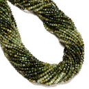 Grade A Natural Gradient Green Tourmaline Faceted Round Beads 3mm 15.5" Strand