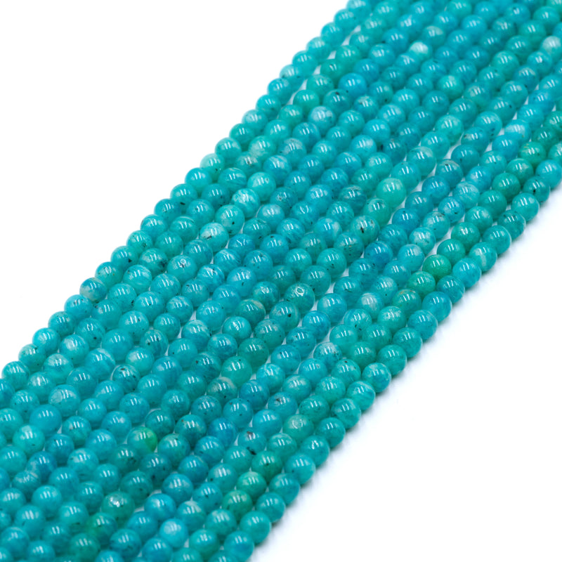 Natural Green Amazonite Smooth Round Size 5mm 15.5'' Strand