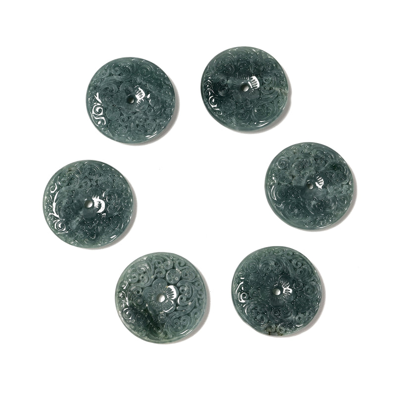 Natural Jadeite Jade Hand Carved Donut Strand Size 27mm Sold by 12 Pieces
