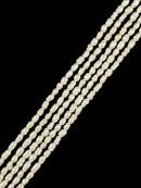 Fresh water Pearl White Ringed Rice Shape Beads Size 2-2.5x3-4.5mm 14" Strand