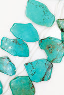 Blue Green Turquoise Irregular Slab Slice Shape Beads Size 40x60mm 15.5" Strand