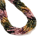 01-Multi Color Tourmaline Gradient Faceted Rondelle Beads 2x3mm 15.5" Strand