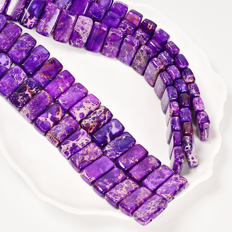 Purple Sea Sediment Jasper Double Drill Rectangle Beads Size 10x20mm 8'' Strand