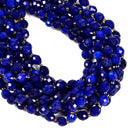 Lapis Blue Color Dyed Jade Faceted Rice Beads Size 8x10mm 15.5'' Strand