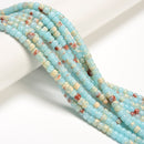 Natural Blue Agalmatolite Smooth Rondelle Wheel Beads Size 4x5mm 15.5" Strand