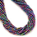 Rainbow Plated Hematite Hard Cut Faceted Round Beads 2mm 3mm 4mm 15.5" Strand