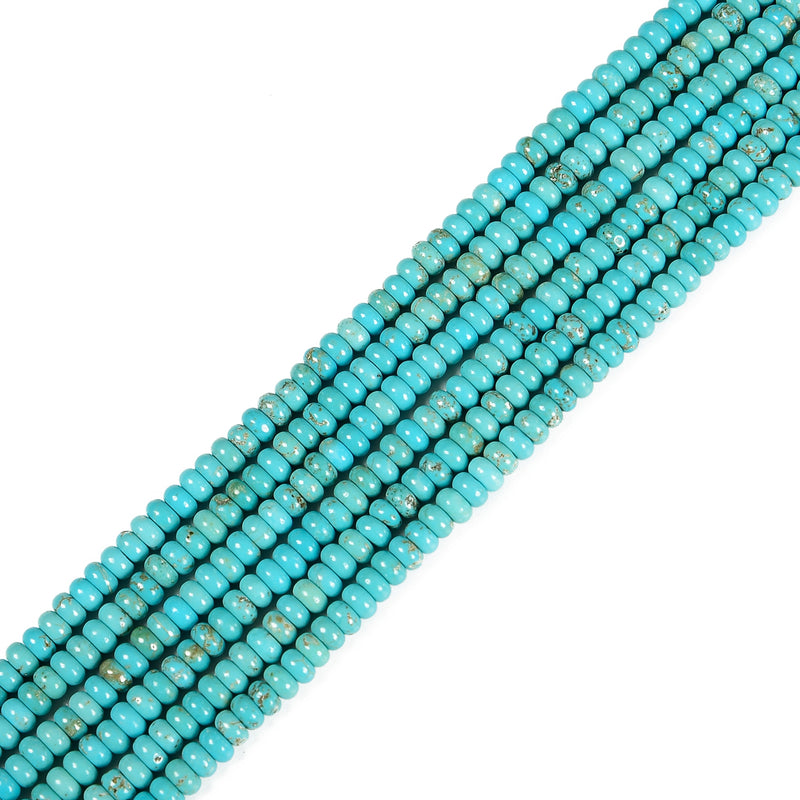Blue Magnesite Turquoise Smooth Rondelle Beads Size 2.5x4mm 15.5'' Strand