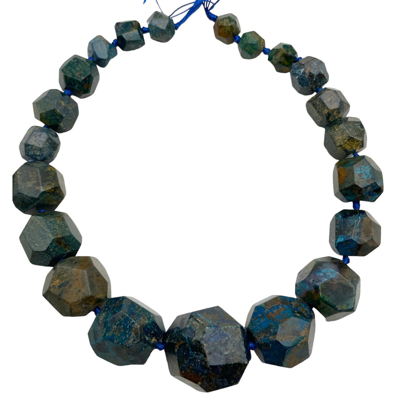 Blue Jasper Graduated Faceted Nugget Chunk Beads Size 13-35mm 15.5" Strand