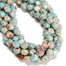 Natural Blue Agalmatolite Faceted Nugget Chunk Beads Size 10x12mm 15.5" Strand