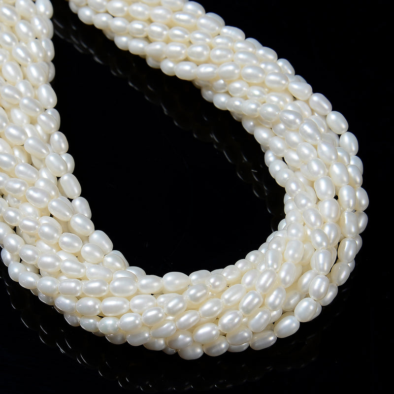 Fresh Water Pearl Rice Shape Beads Size 4x5mm 15.5'' Strand