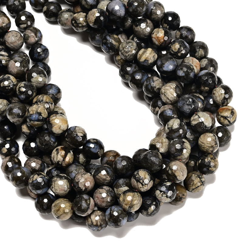 Natural Gray Opal Faceted Round Beads Size 6mm 8mm 10mm 12mm 15.5" Strand