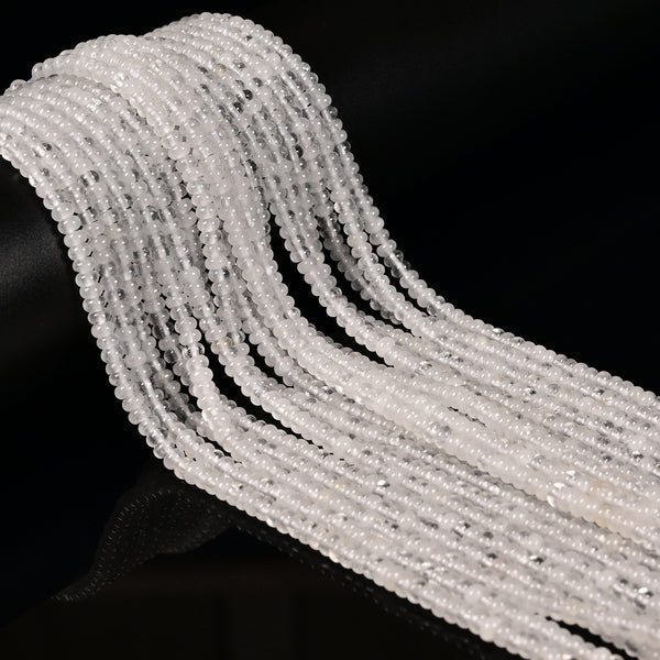 Natural Clear Quartz Smooth Rondelle Beads Size 2x4mm 15'' Strand