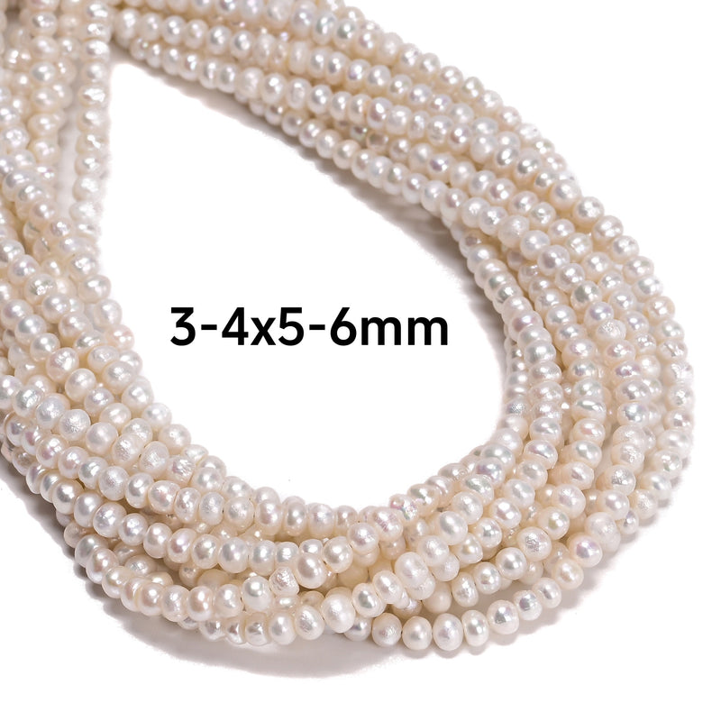 Natural White Fresh Water Pearl Rondelle Beads Size 2x3mm 3x5mm 4x6mm 15''Strand