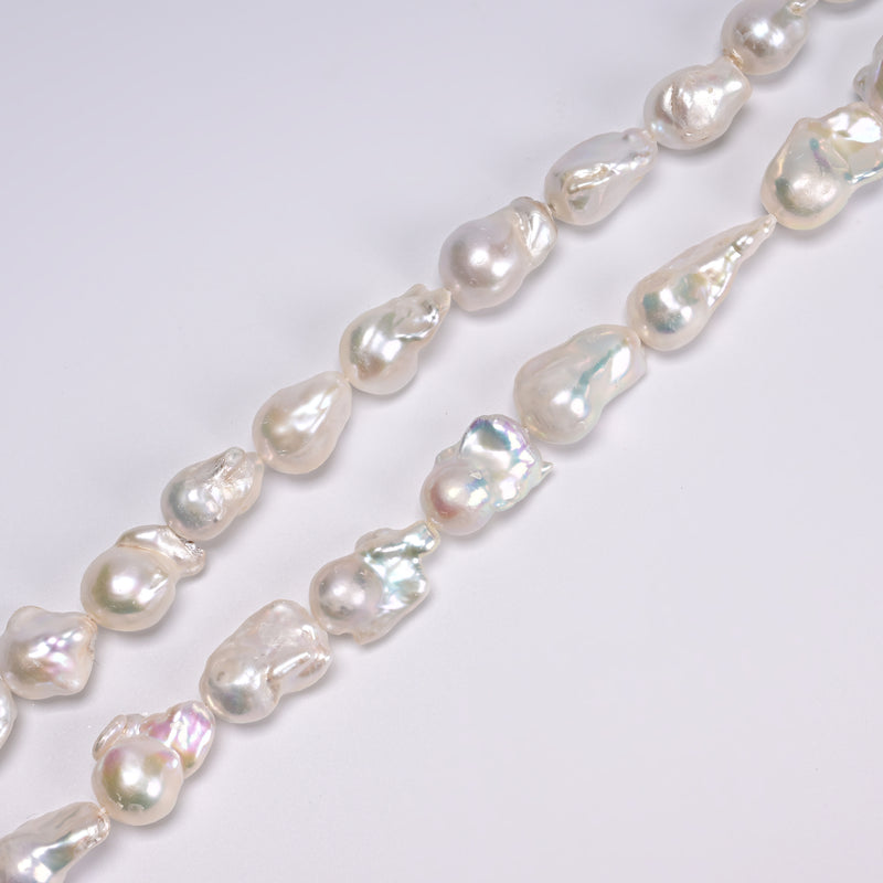 White Fresh Water Pearl Baroque Shape Beads 13-15x18-23mm 15-20x18-28mm 16" Strd