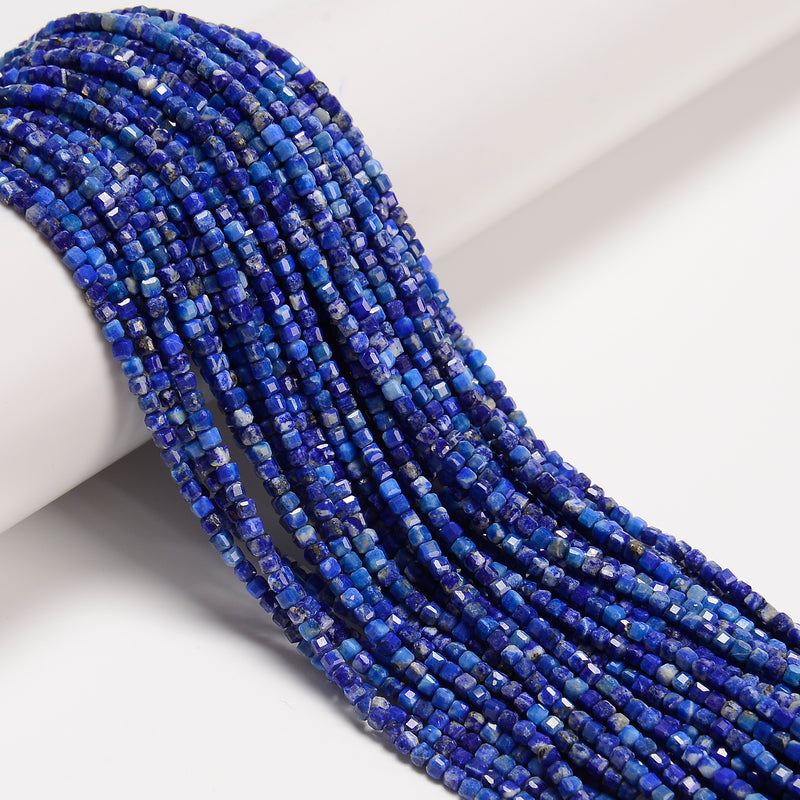 Natural Lapis Lazuli Faceted Rubik's Cube Beads Size 2mm 15.5'' Strand