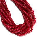 Cloudy Ruby Red Color Dyed Jade Smooth Rondelle Beads Size 5x8mm 15.5" Strand