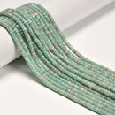 Natural Blue Amazonite Faceted Rondelle Wheel Beads Size 2x4mm 15" Strand