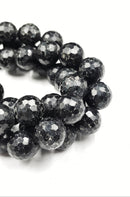 Natural Black Mica Faceted Round Size 11.5mm 15.5" Strand