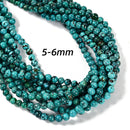 Grade A Natural Blue Turquoise Smooth Round Beads 4-5mm 6-7mm 8mm 15.5'' Strand