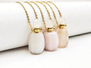 Natural Opal Essential Oil Necklace Flat Bottom Perfume Bottle & Golden Chain