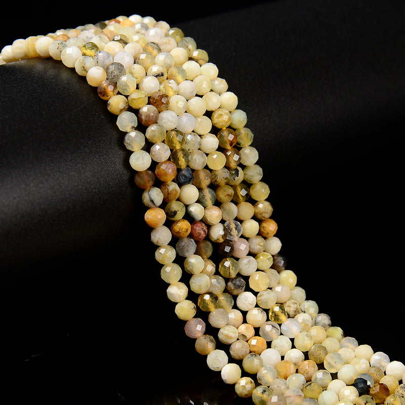 Natural Yellow Opal Faceted Round Beads Size 4mm 15.5'' Strand