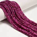 Natural Ruby Faceted Round Beads Size 4mm 15" Strand